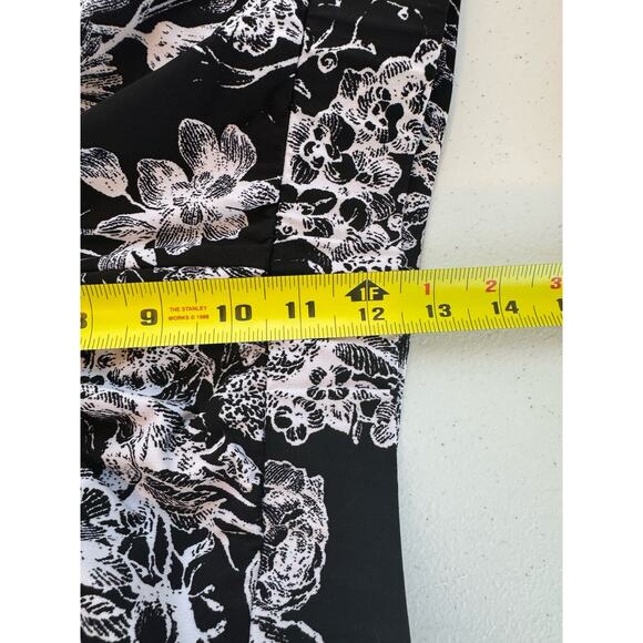 G.I.L.I. Pants Womens Size XL Black White Floral Jetsetter Side Slit Wideleg - Picture 9 of 12